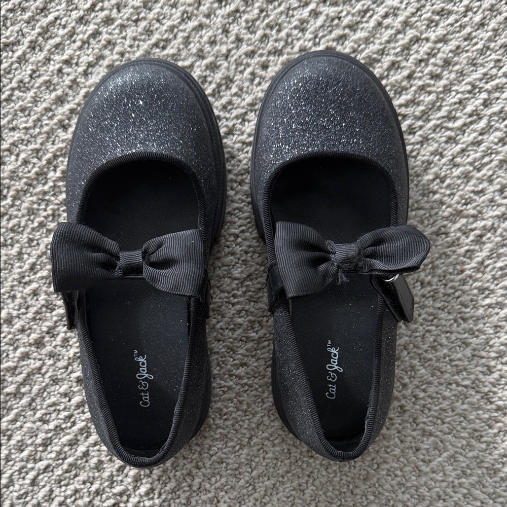 Cat & Jack Sparkly Black Dress Shoes